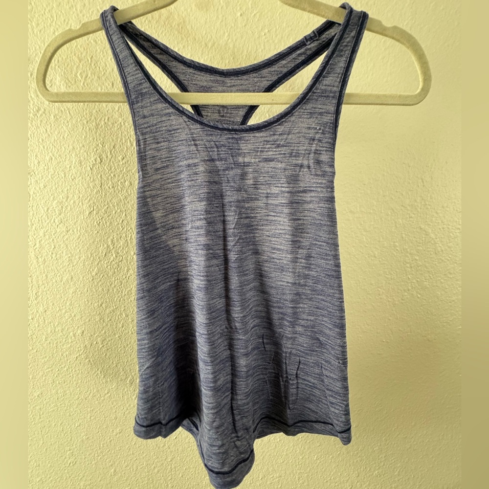Lululemon Athletica Heathered Navy Blue High Neck Tank Top